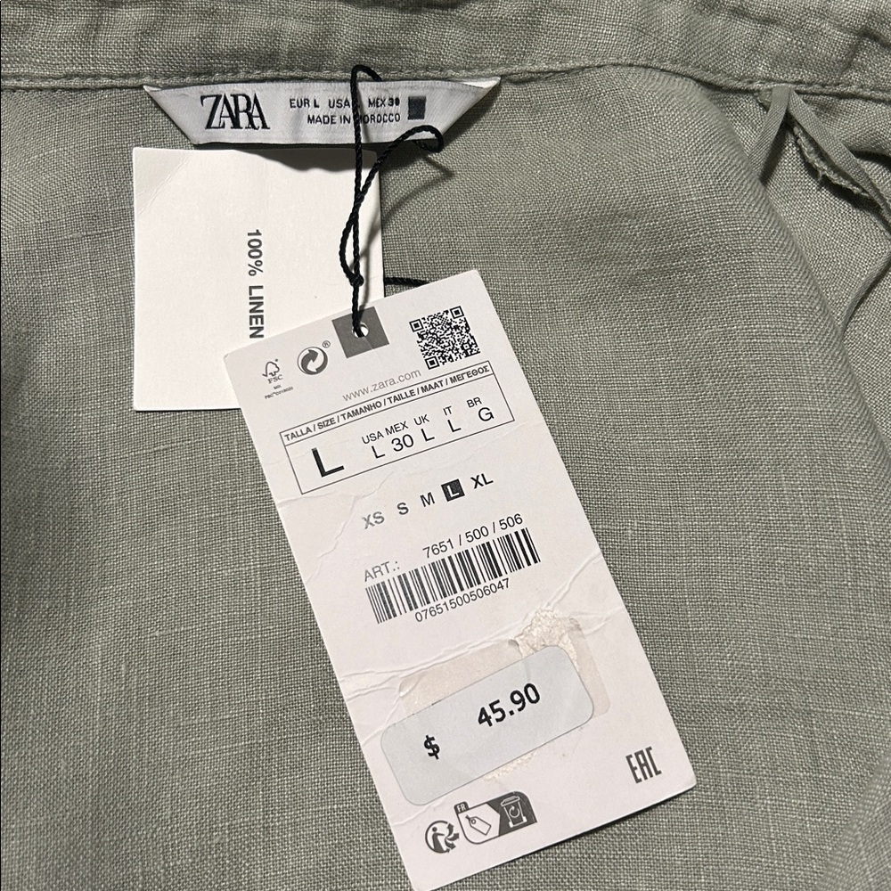 NWT ZARA LINEN SIDE TIE BLOUSE L - Picture 14 of 14